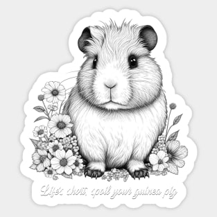 Cute Guinea Pig illustration in Black and White Sticker